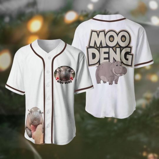 Discover Moo Deng Baseball Jersey - Funny Hippo Shirt