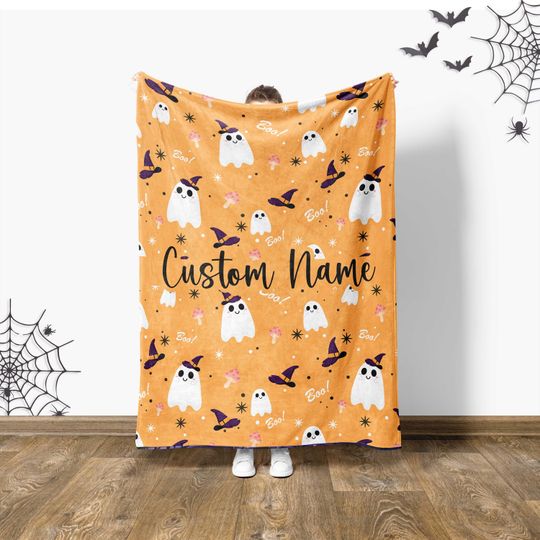 Discover Custom Name Halloween Ghost Blanket
