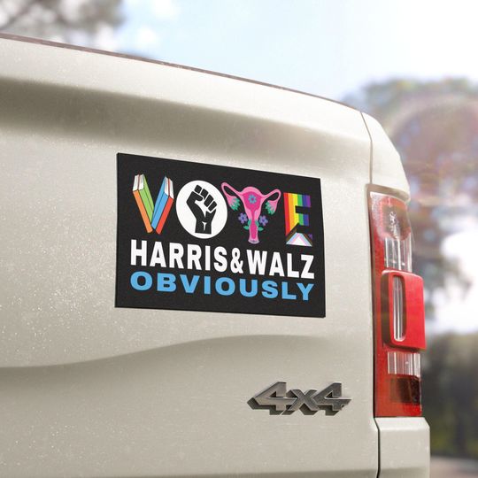 Discover Vote Harris Walz Obviously Car Magnet