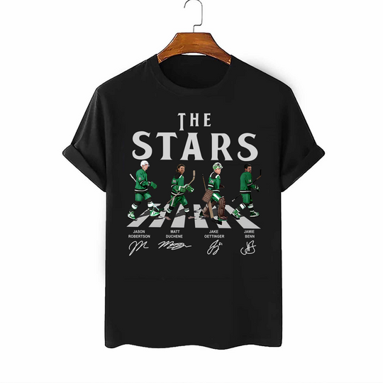 Discover Stars Walking Abbey Road Signatures Ice Hockey Shirt, Dallas Vintage
