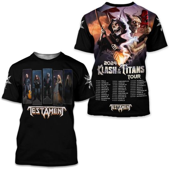 Discover Testament Band 2024 Klash Of The Titans Tour 3D T-Shirt
