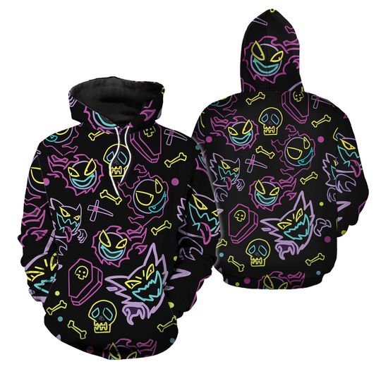 Discover Gengar Ghost Hoodies Shirt, Gengar 3D Hoodies Tee