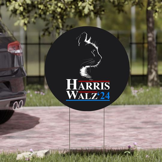 Discover Harris Walz 2024 Yard Sign With Stand, Cat Ladies for Kamala