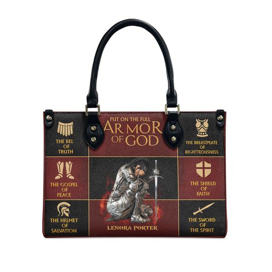 Discover Put On The Full Armor Of God Personalized Leather Handbag