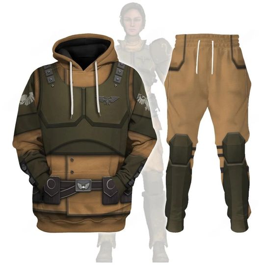 Discover Halloween Warhammer Cosplay Hoodie Jogger, Imperial Guard Costume Shirt Pants