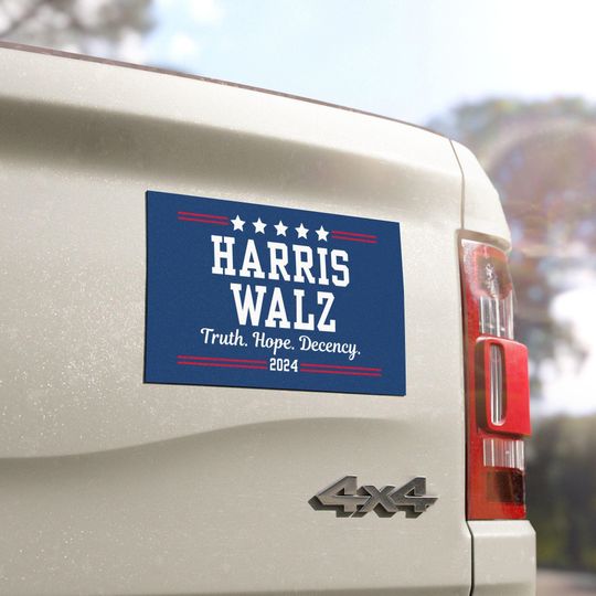 Discover Harris Walz 2024 Car Magnet Truth Hope Decency Kamala Harris Magnetic Bumper Magnet