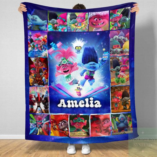 Discover Personalized Trolls Birthday Blanket