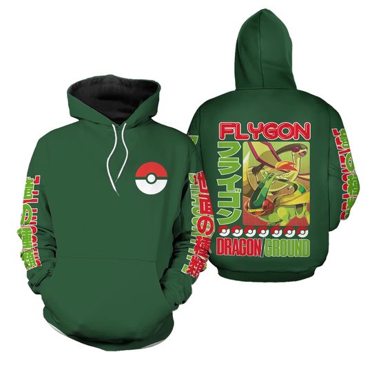 Discover Flygon Full Over Print 3D Hoodie | Pocket Monster Flygon 3D Hoodie