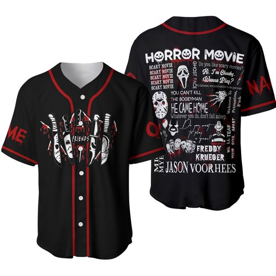 Discover Horror Movie Baseball Jersey, Vintage Halloween Horror Character Baseball Shirt