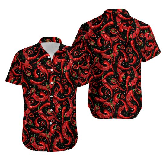Discover Red Chilli Peppers Aloha Hawaiian Shirt Fruit 3D Print Summer Aloha Short Sleeve