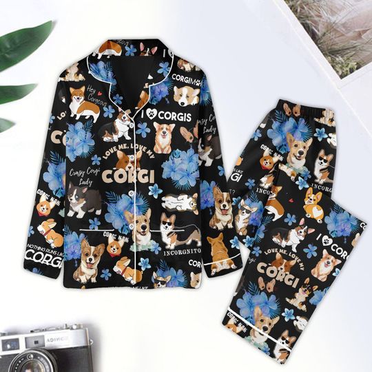Discover Christmas Corgi Dog Pajamas Set, Cute Corgi Dog Shirt