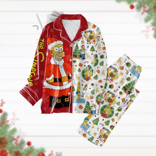 Discover Santa Homer Simpson Pajamas, The Simpsons Pajamas Set
