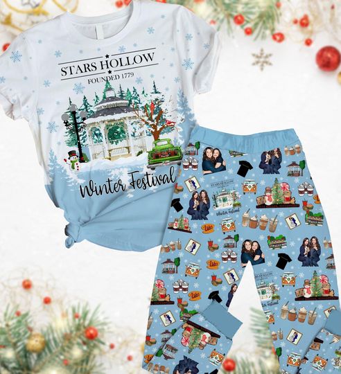 Discover Gilmore Girls Christmas Pajamas, Stars Hollow Founded 1797 T-Shirt Pants Set