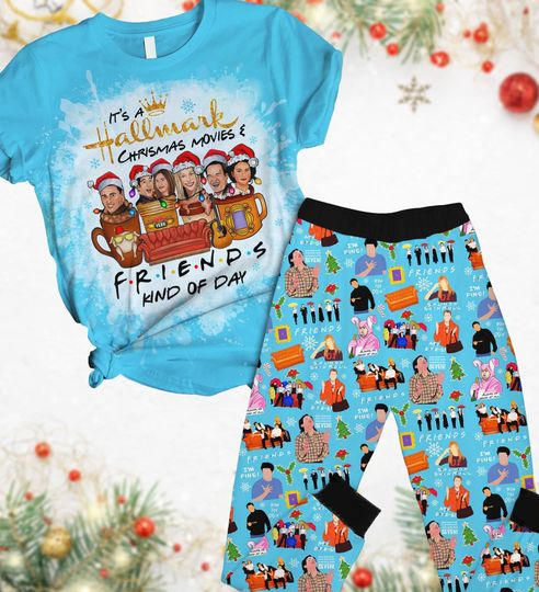 Discover Friends Movie Christmas Pajamas, Friends Characters T-Shirt Pants Set