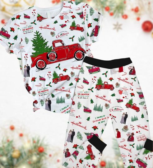 Discover Christmas Hallmark Pajamas, Hallmark Pajamas Set, Red Truck Thick Pjs