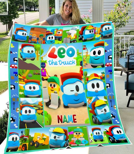 Discover Personalized Leo The Truck Fleece Blanket, Leo The Truck Fleece Blanket