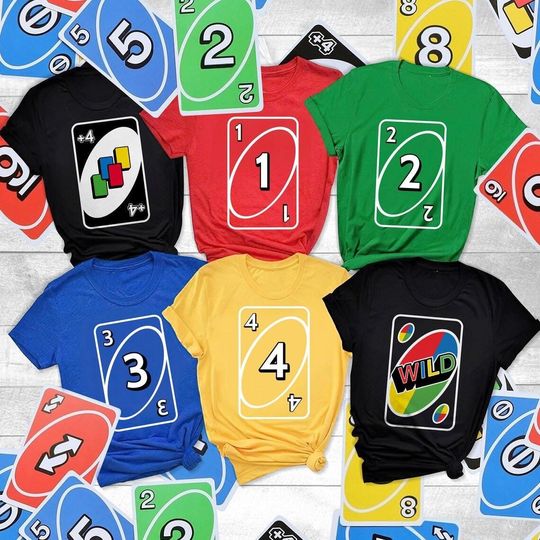 Discover Uno Card Group Shirts, Uno Board Game Matching Halloween Costume