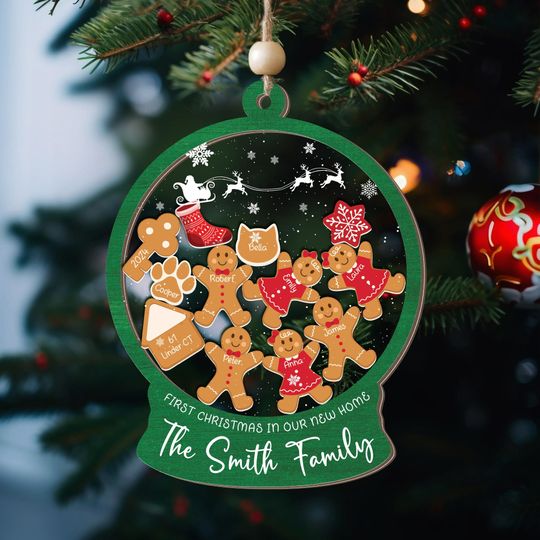 Discover Personalized Gingerbread Family Shaker Ornament 2024