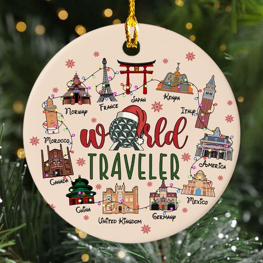 Discover World Traveler 2024 Ceramic Christmas Ornament