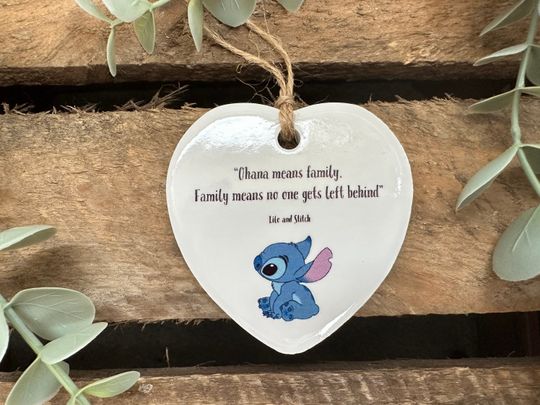 Discover Sweet Ohana means family ceramic heart quote decoration/ keepsake ornament gift