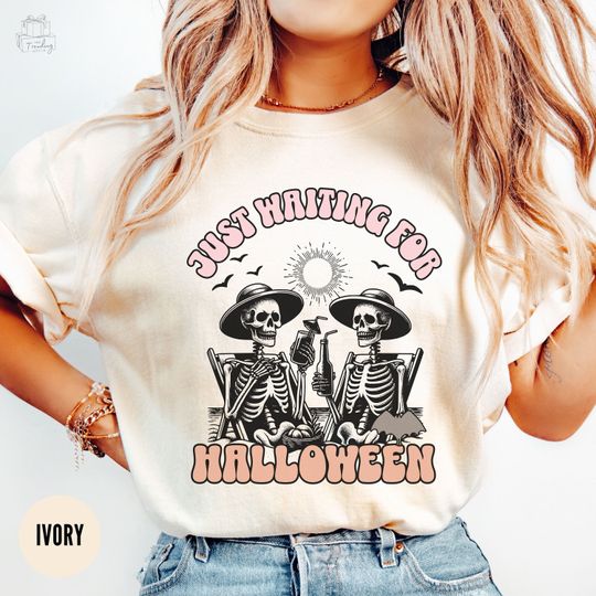 Discover Summerween Shirt, Skeleton Tee, Waiting for Halloween Skeleton Lover Shirt, Spooky Summer Vibes