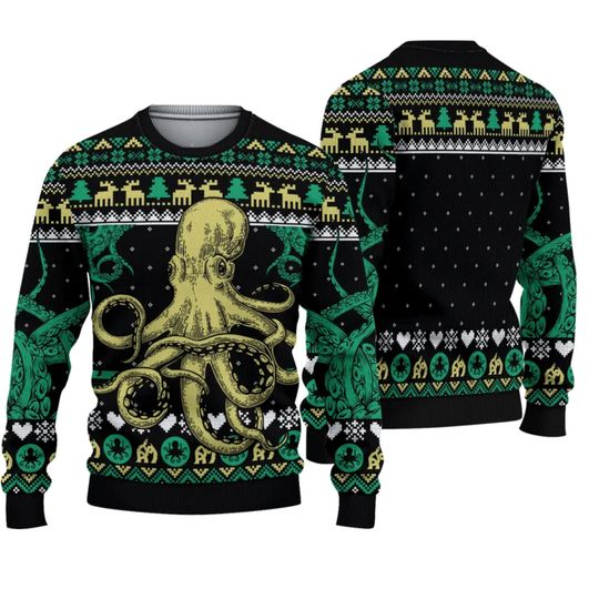Discover Octopus Ugly Christmas Sweater All Over Print Sweater Apparel