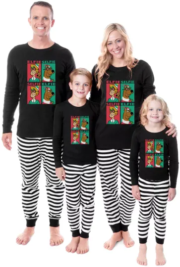Discover Scooby-Doo Shaggy Elfie Selfie Christmas Tight Fit Family Pajama Set