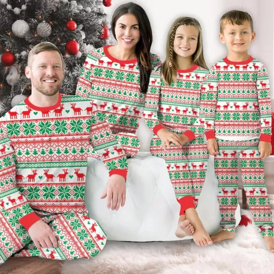 Discover Family Christmas Long Sleeve Two Piece Pajama, Christmas Reindeer Pajamas Set