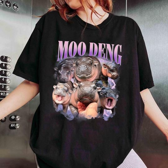 Discover Cute Moo Deng Bootleg Shirt, Moo Deng Lovers Shirt, Hippo Shirt