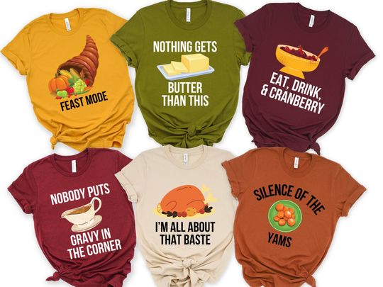 Discover Thanksgiving Family Matching Tees with Food Puns