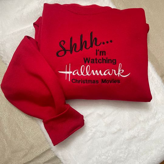 Discover Hallmark Christmas Movies Embroidered Sweatshirt| Y2K Style Embroidered Crewneck| Christmas gifts - womens clothes - gifts for her - vintage
