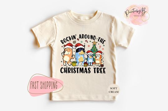 Discover Blue Dog Christmas Kids T-Shirt