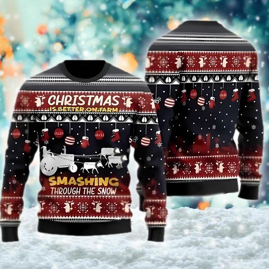 Discover Christmas Is Better On Farm Ugly Sweater - Farmlife Holiday Sweatshirt