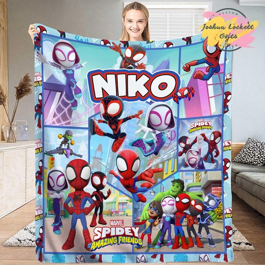 Discover Personalized Spidey and His Amazing Friends Throw Blanket