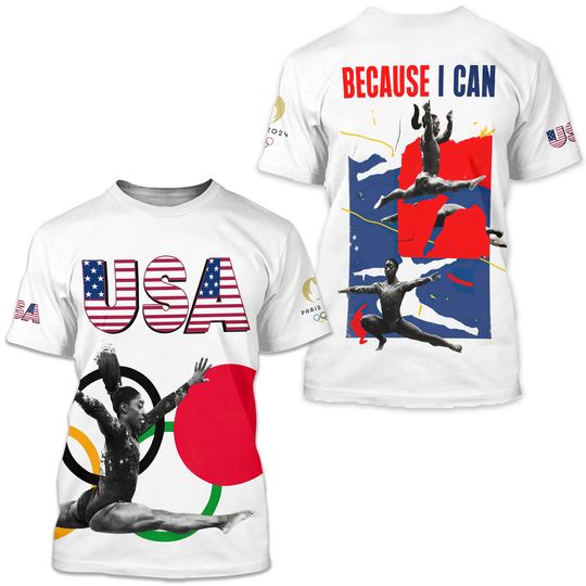 Discover HOT HOT -  Olympic Paris 2024 US Because I Can Simone Biles PRINT 3D T Shirt