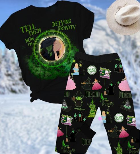 Discover Wicked Musical Pajamas Set, Tell Them How Im Defying Gravity Pjs Set, Wizard of Oz wicked T-Shirt Pants, Horror Character Midnight Shi