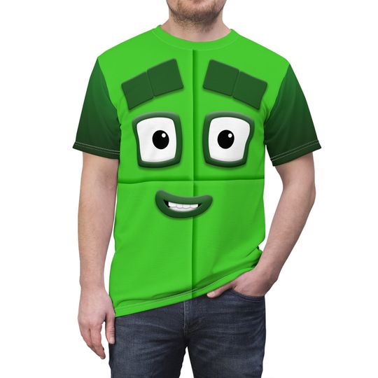 Discover Number Four Green Blocks Costume, 4 Block Face Cosplay, Num Characters Cute Shirt, Halloween Family Group Costumes