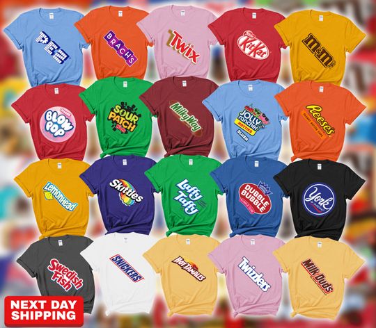 Discover Custom Chocolate Bar Matching Family Halloween Shirt, Custom Candy Group Halloween Shir