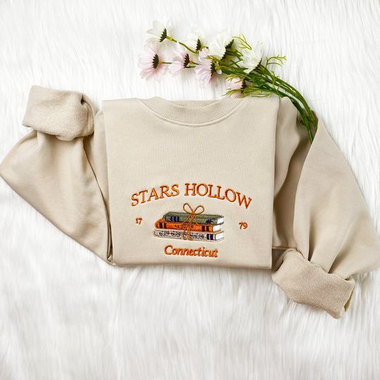 Discover Stars Hollow Connecticut Embroidered Sweatshirt | Connecticut Book Embroidered