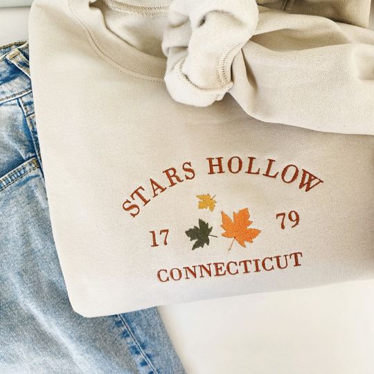Discover Stars Hollow Connecticut Sweatshirt, Cozy Fall Sweatshirt, Stars Hollow Embroidered