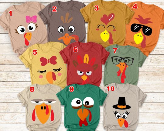 Discover Funny Face Turkey Shirts, Thanksgiving Group Shirts, Fall Family Shirts