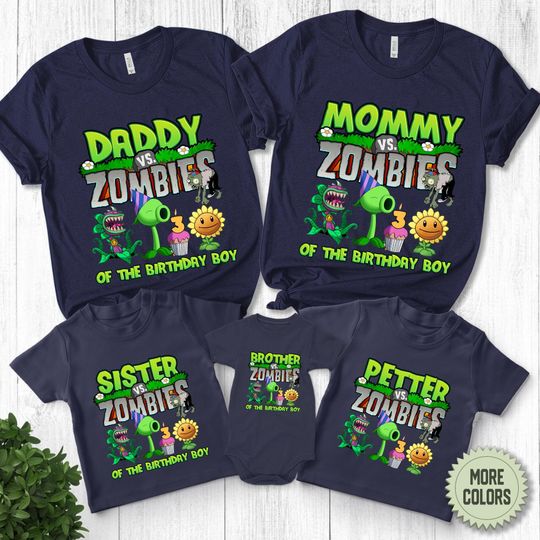 Discover Personalized Plants vs Zombies Custom Birthday Shirt, Custom Family Matching