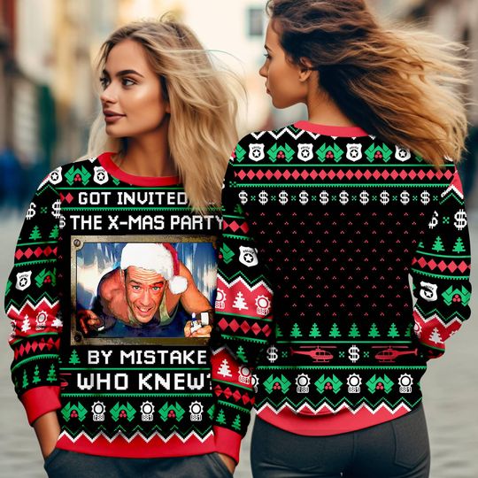 Discover Die Hard Ugly Christmas Sweatshirt | John McClane Yippee Ki Yay Ugly Sweater
