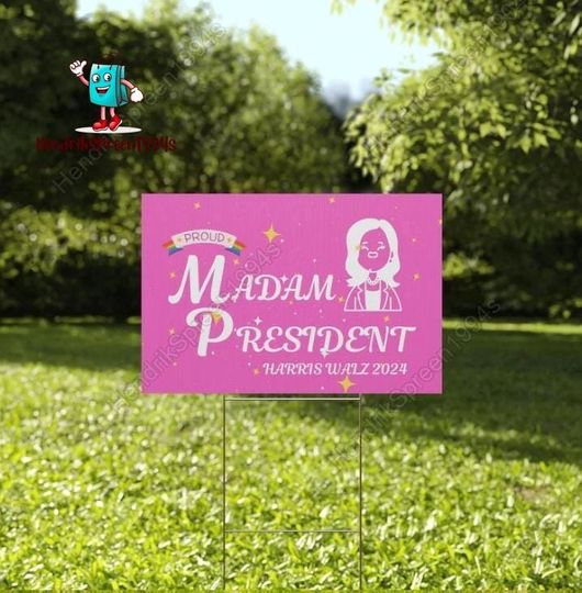 Discover Madam President Yard Sign, Harris Walz 2024 Yard Sign, Harris For President 2024