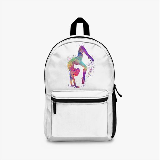 Discover Gymnastics Girl Tumbling Colorful Watercolor Art Gift Backpack