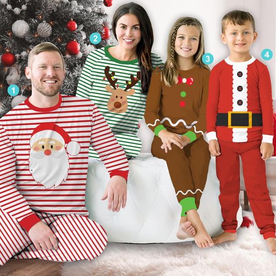 Discover Family Christmas Raglan Pajamas Sets, Xmas Holiday Pajamas