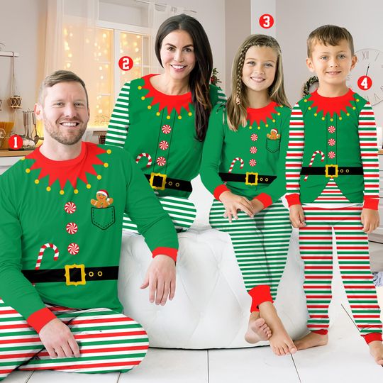 Discover Cute Elf Christmas Raglan Pajamas Sets