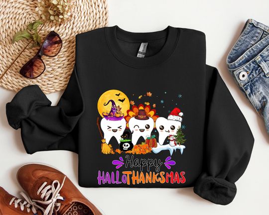 Discover Happy Hallothanksmas Sweatshirt, Hallothanksmas Shirt, Holiday Season Sweatshirt