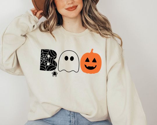 Discover Halloween Boo Sweatshirt, Halloween Ghost Sweatshirt