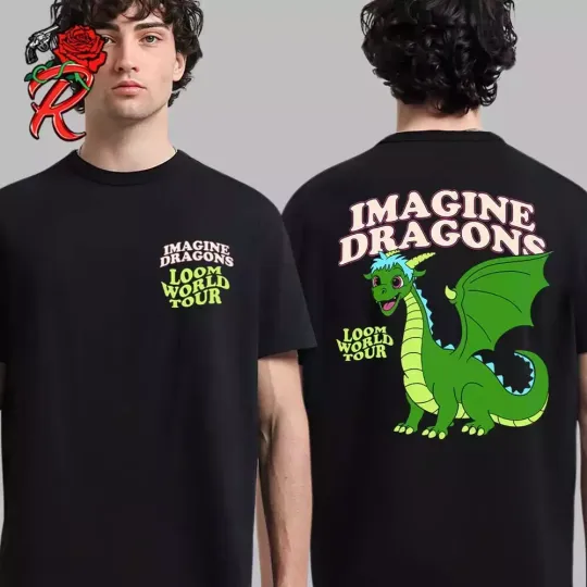 Discover Imagine Dragons Loom World Tour 2024 Cartoon Unisex Black T-Shirt